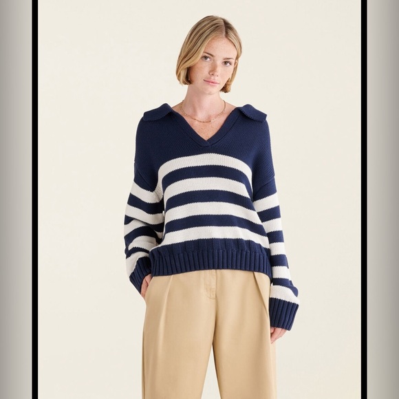 Roots Sweaters - 35 - Roots Sporting Goods Sweater Blue and White Stripes